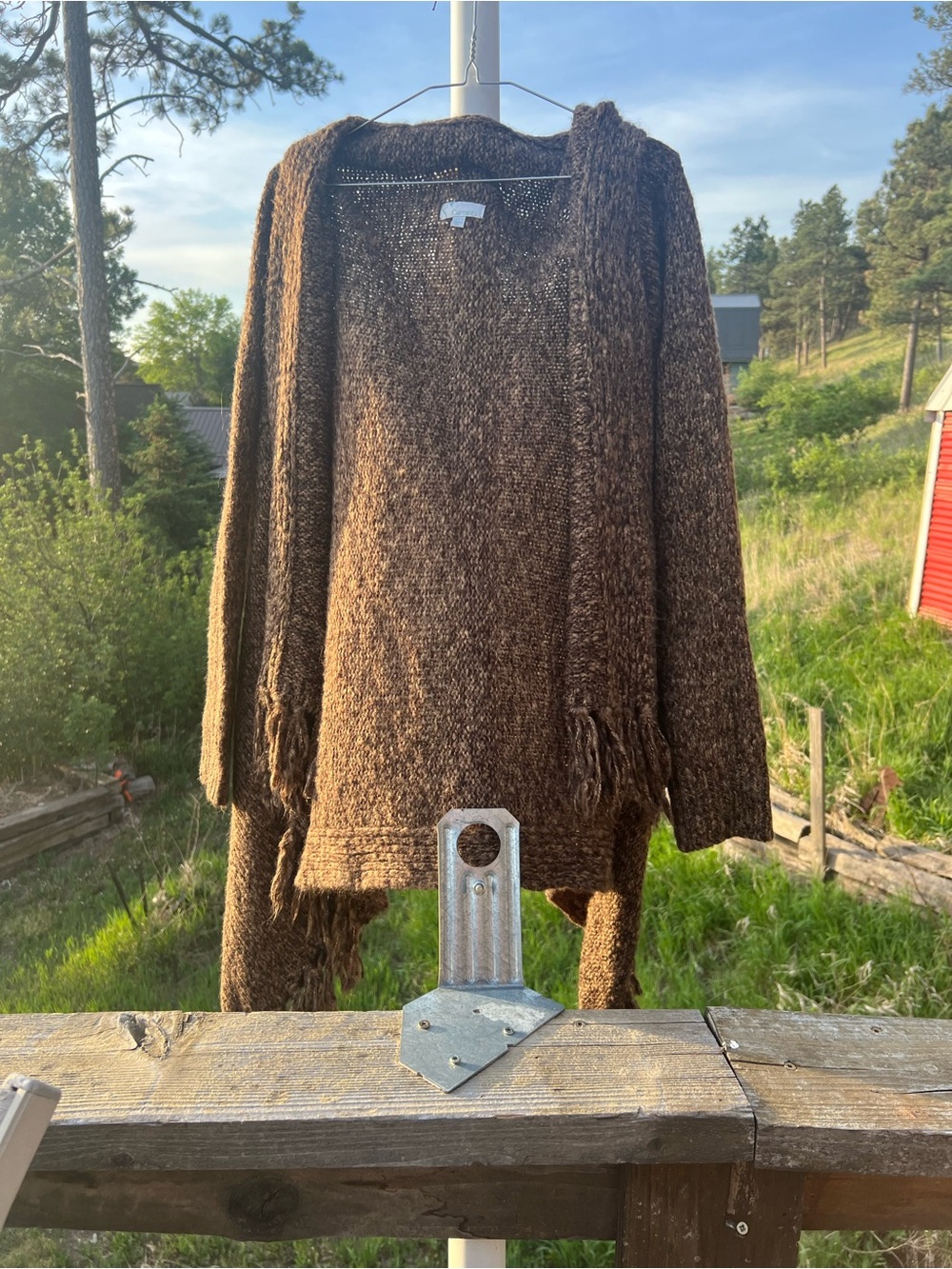 Currant's Brown Textured Knit Sweater with Fringe Accents size XL Y2K